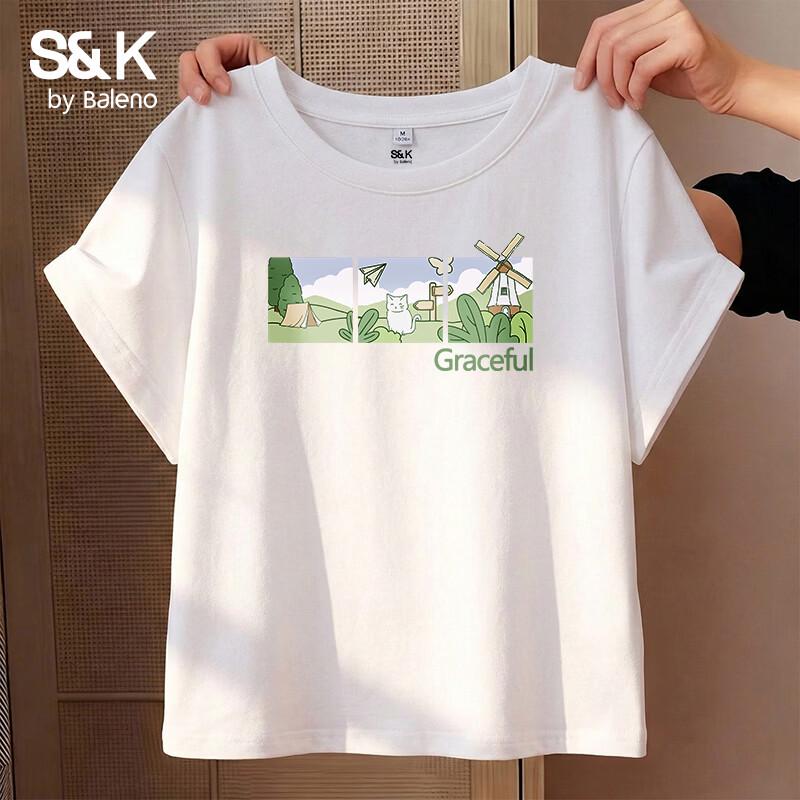

Baleno S&K Women s Round Neck Pure Cotton Short Sleeve T-Shirt L