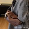 Retro Plaid Large-capacity Bag Women's 2025 New Autumn and Winter Versatile Commuter Messenger Bag Internet Celebrity Shoulder Dumpling Bag