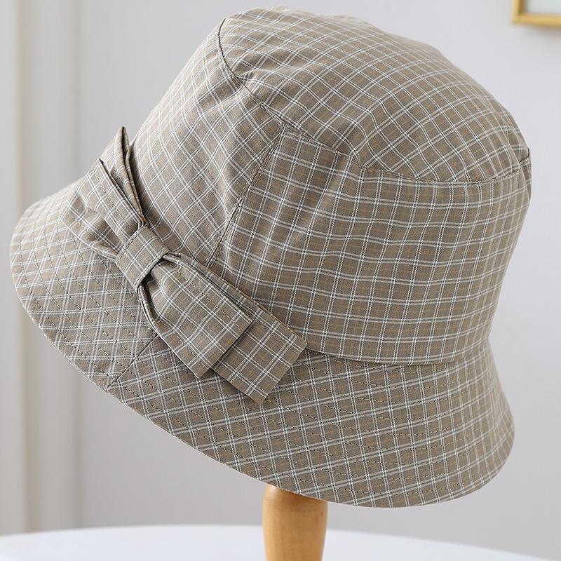 Spring Boutique New Plaid Bucket Hat Women's Spring Summer Versatile Sunshade Sunscreen Hat Showing Washbasin Hat