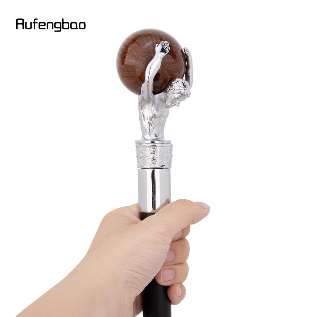 White Man Hold Ball White Walking Cane Fashion Decorative Walking Stick Gentleman Elegant Cosplay Cane Crosier 93cm