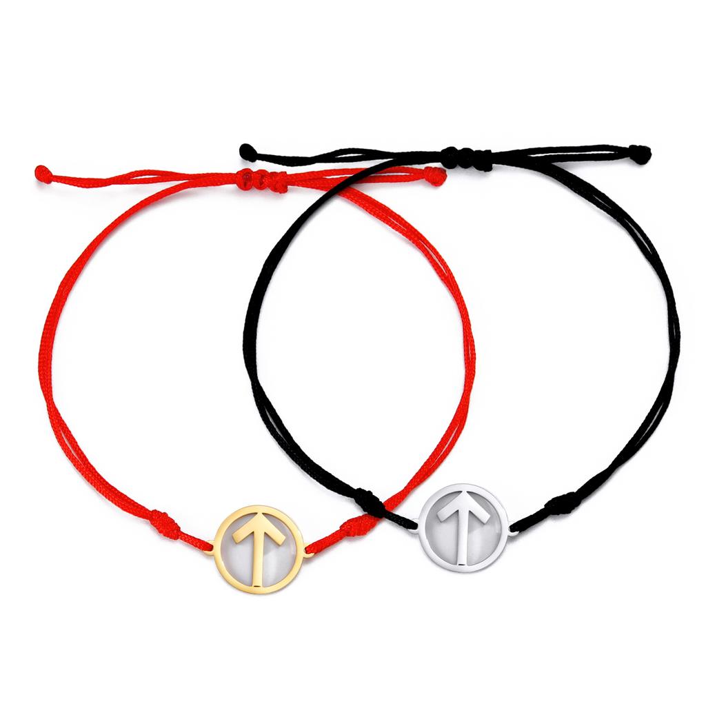 Dawapara Norse Runes Bracelet Elder Futhark Rune Charm Adjustable Rope Bracelet Stainless Steel Viking Jewelry