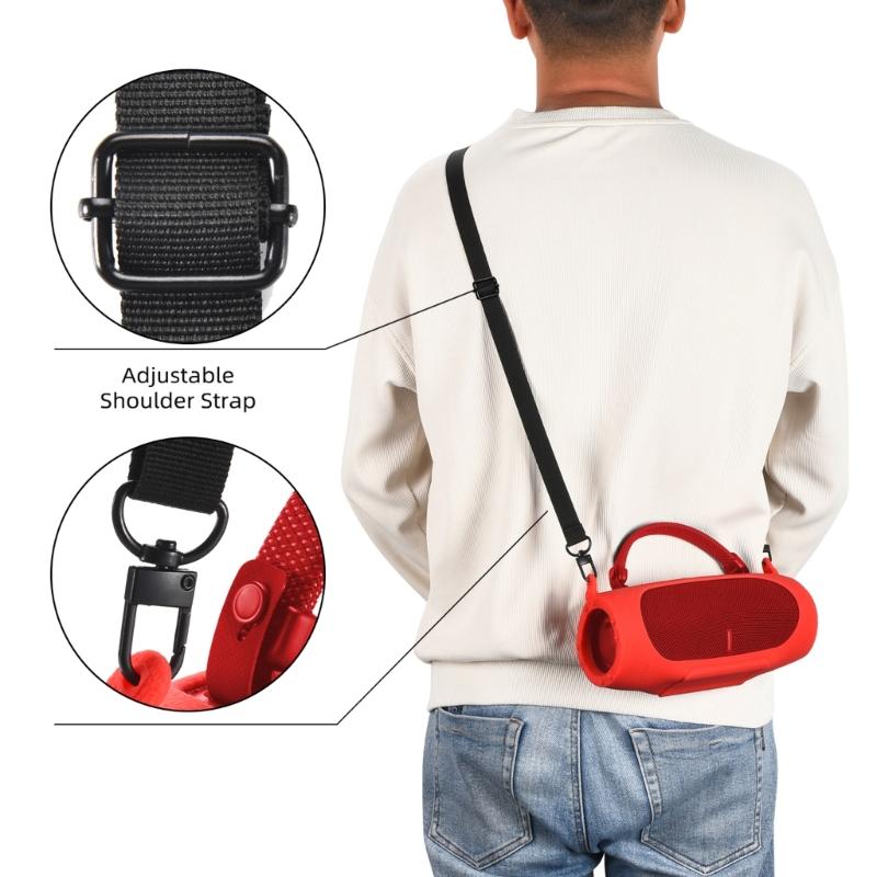 Portable Silicone Cover with Carrying Straps Protective Skin for Charge 6 Speakers, Water Resistant