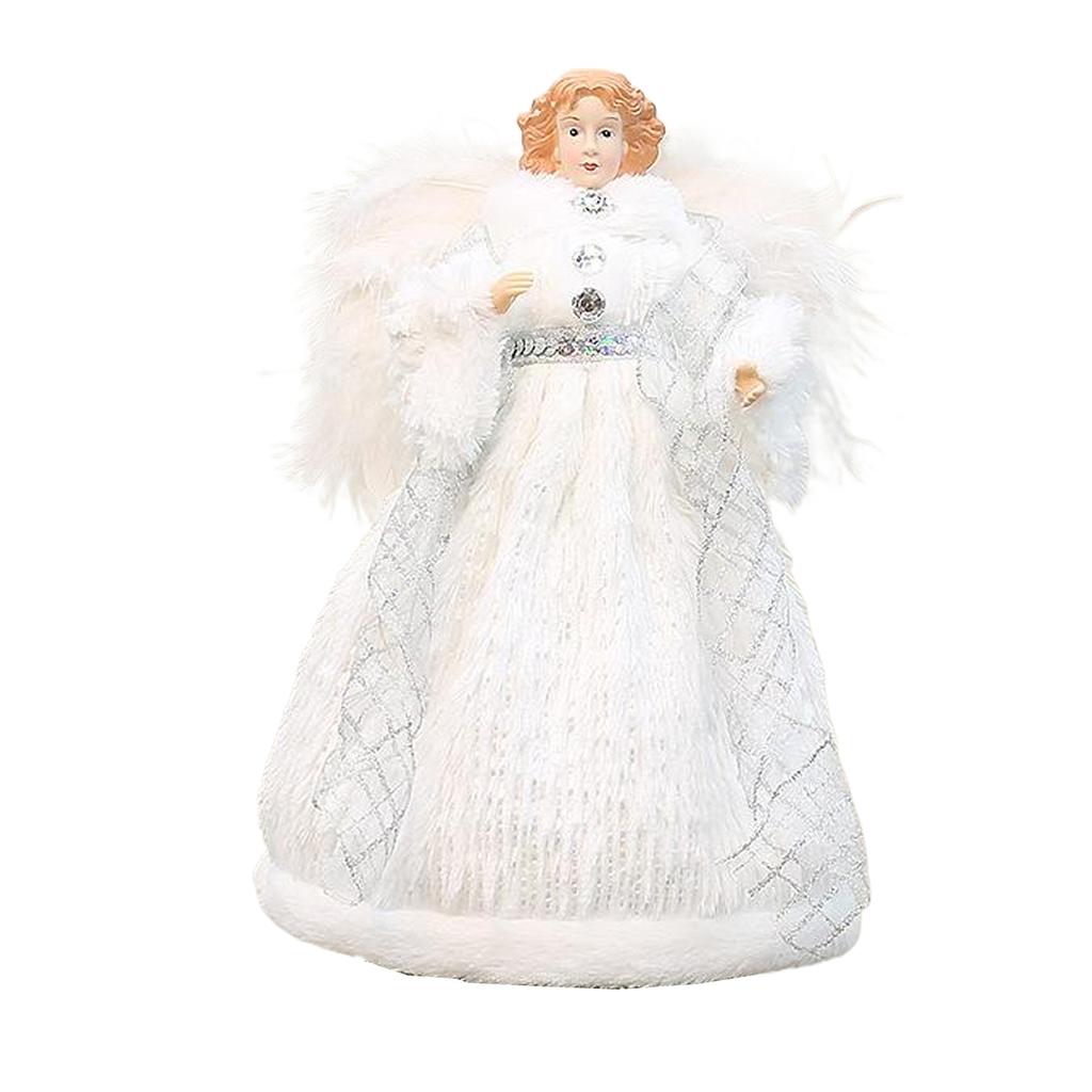 New Angel Treetop 12inch Christmas Ornament Angel Figurine Christmas Tree Topper for Holiday Desktop Living Room Bedroom Bar