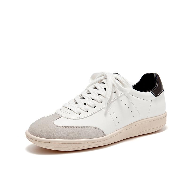Mode BEAUTODAY Lässige Wildleder-Sneakers Damen Gemischte Farben Leder Ballerinas Schnürverschluss Damen Bequeme Schuhe Handgefertigt 29860