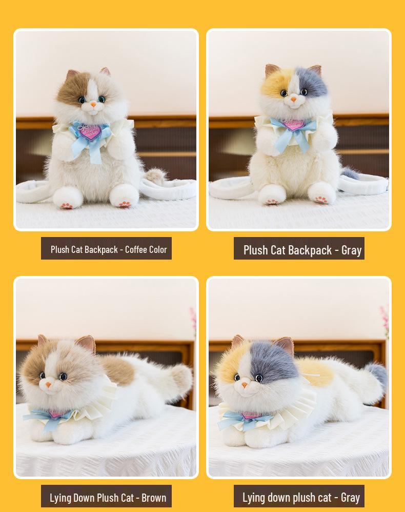 Three-Color Cat Plush Doll: Meows When Pressed, Creative Backpack Accessory for Women