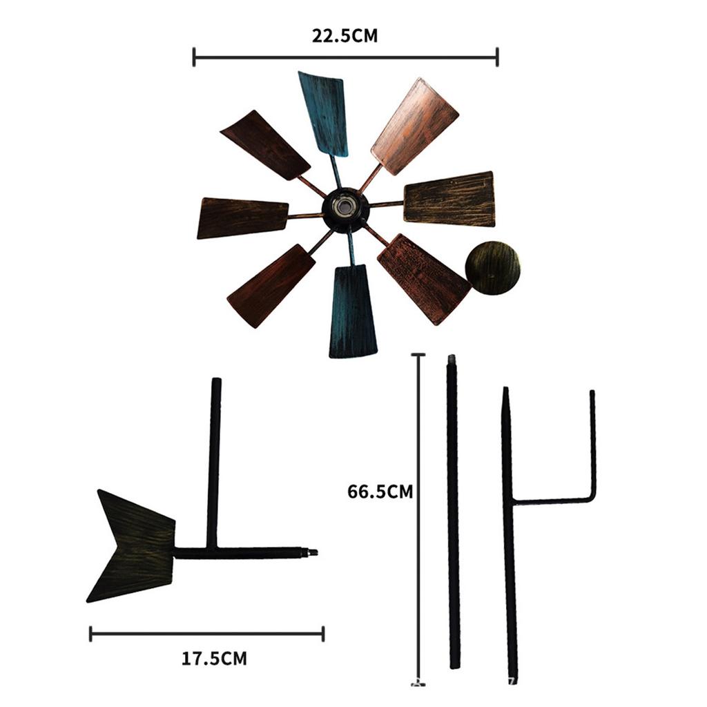 Metal Pinwheels Outdoor Gardern Yard Lawn Ornaments Wrought Iron Metal Windmill Stake Retro Craft Decorations
