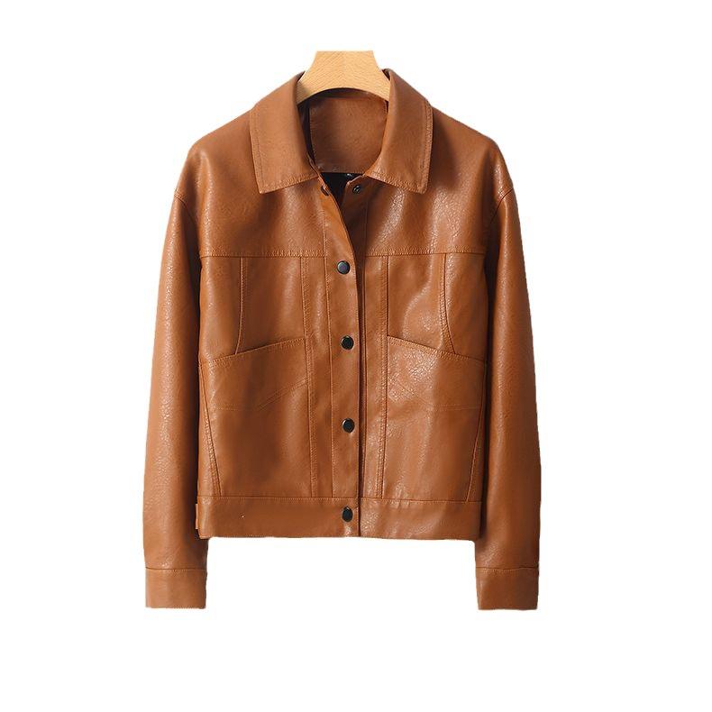 Women's Short Fall Leather Jacket: A Simple, Minimalist Biker-Style Jacket