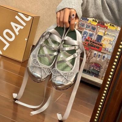 Moda Primavera Tiras Cruzadas Sapatilhas Femininas Moda Elegante Bico Redondo Sapatos Femininos Conforto Estilo de Rua Sola Macia Sapatilhas