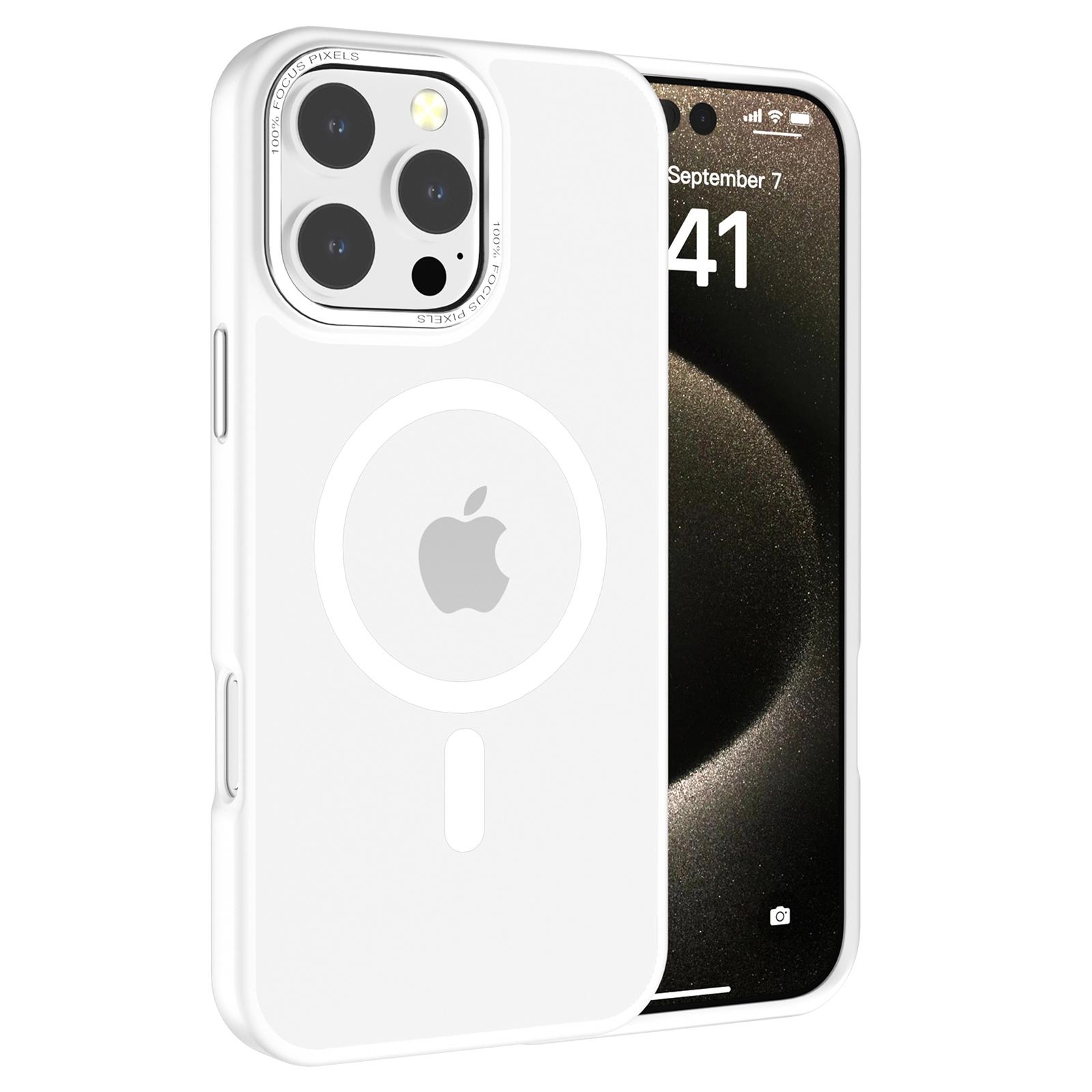

For iPhone 16 Pro Magnetic Case TPU+PC Phone Cover Matte Skin-Friendly Touch White