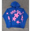 Sp1der Rapper YoungThug Same Foam Letter 555555 Couple Hoodie Pink Sweatshirt