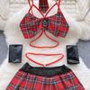 Erotic Lingerie Retro Cosplay Student Costume Summer Halter Tops Elastic Short Skirt Role Play Sexy Suits