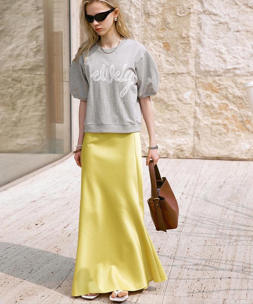 Dyuidyui Satin Maxi Skirt_Green