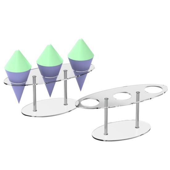 Ice Cream Cone Holder 3 Cone Holes Transparent Cream with Display Stand Waffle