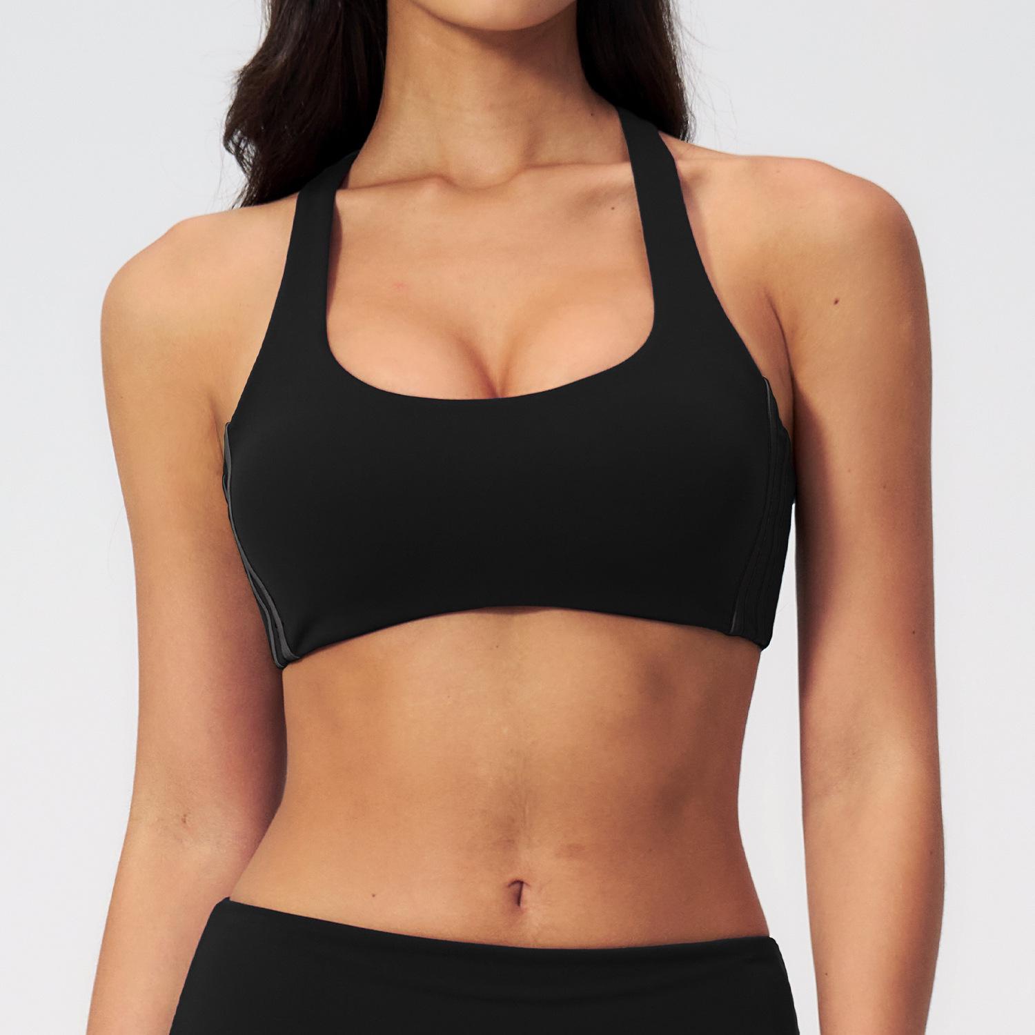 Nude Feel Shockproof High-Intensity Yoga Halter Bra