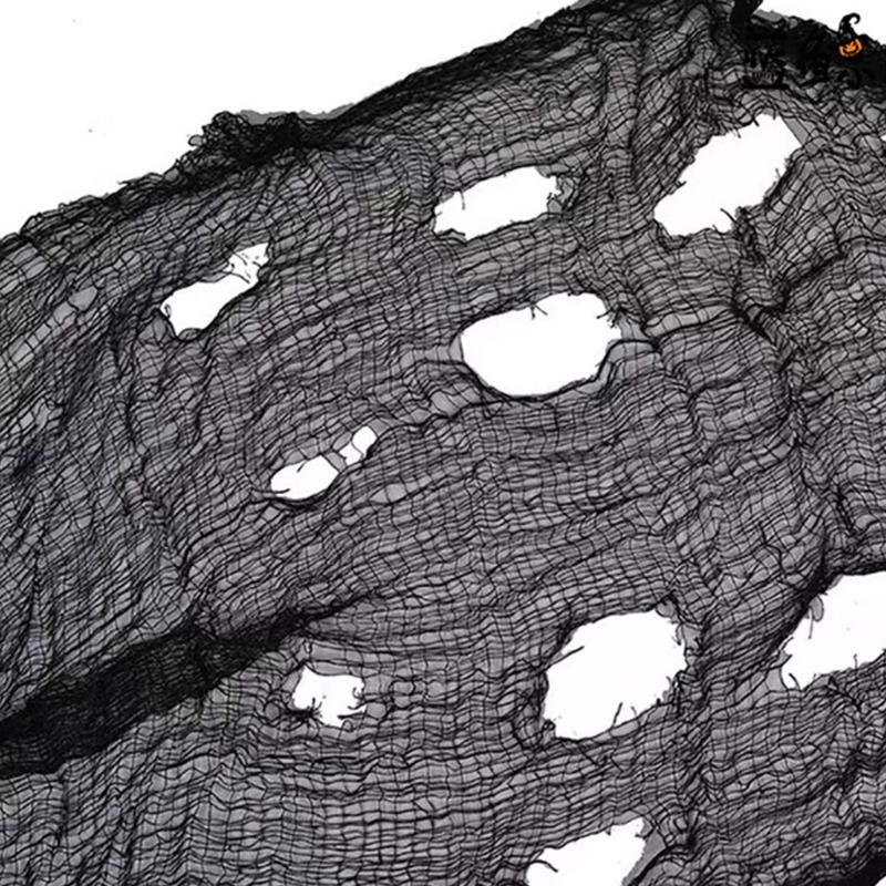 Torn Black Gauze Fabric For Halloween Haunting House Scary Party Decoration Horror Theme DIY Adjustable Efficient Cloth
