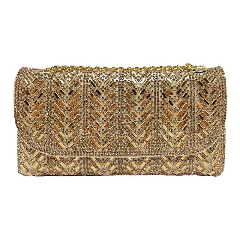 Chain Bag - Small Xiaoxiangfeng Shoulder Bag with Diamonds, Slanted Crossbody Bag, Full of Diamonds for Formal Events