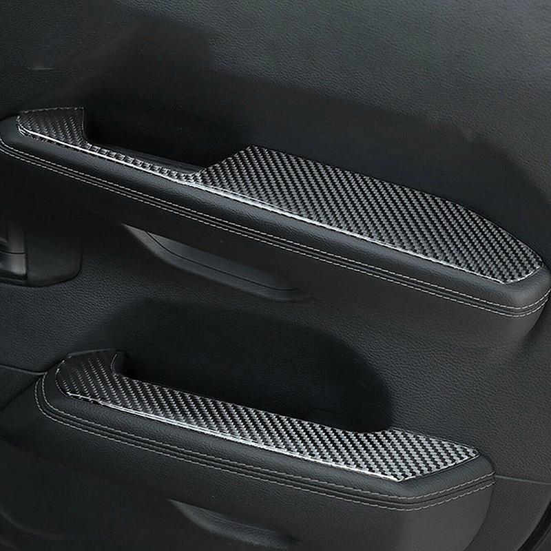4Pcs Carbon Fiber Car Interior Door Armrest Panel Cover Trim Decoration Accessories for Jeep Wrangler JL Gladiator JT