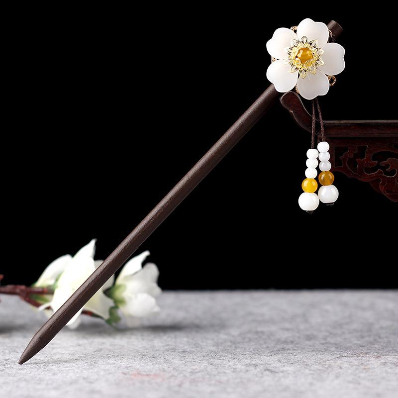 Retro Walking Hairpin, Ancient Hanfu Fringed Headdress, Hairpin, Court Classical Disc Hair, Wooden Hairpin, Hair Accessories