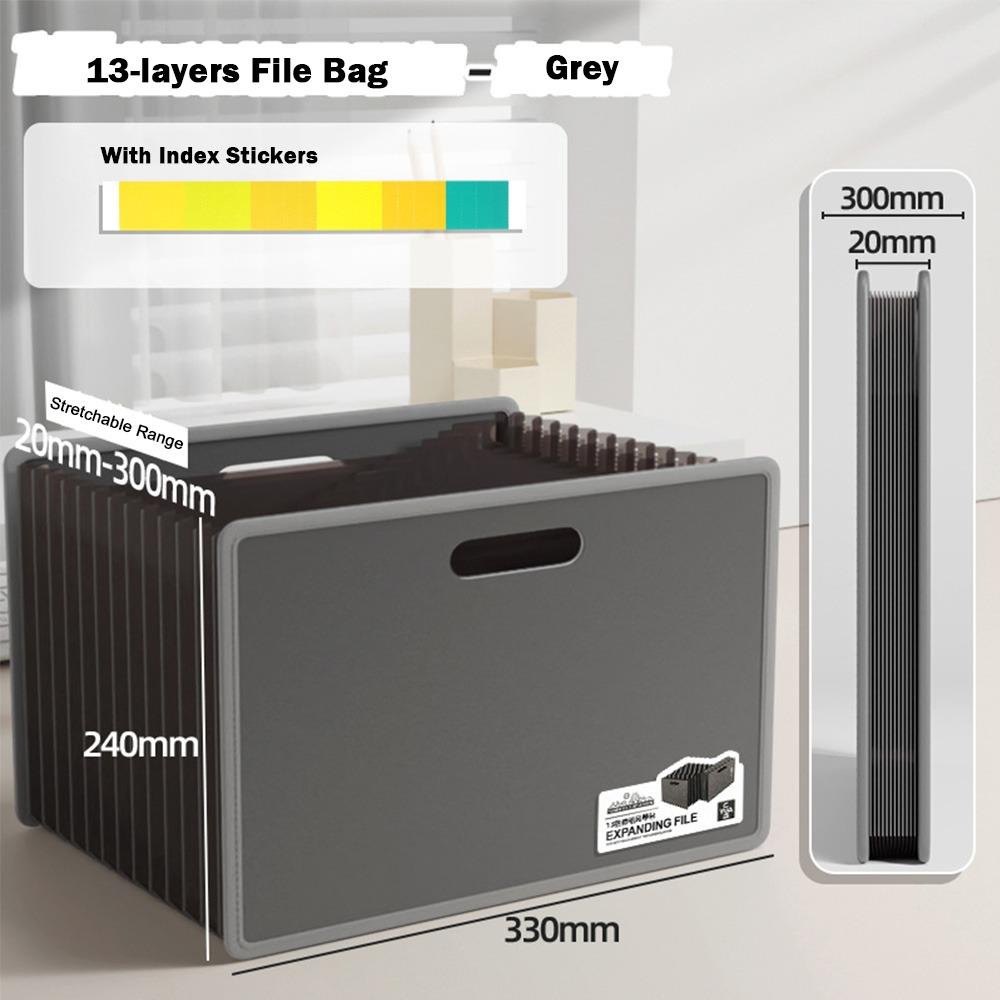 Expandable A4 File Folder 13 Layers File Bag Simple Test Paper Storage Bag  Students