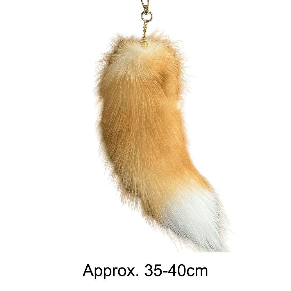 Huge Fluffy Faux Fur Fox Tail Keychain Therian Tail Fox Tail Keychain Fur Pendant Key Chain Gift for Women Girl Cute Animal Tail