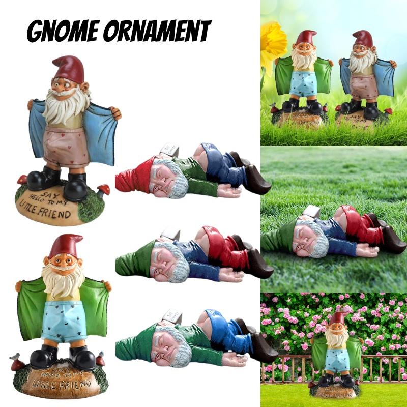 Statue Gnome Garden Naughty Ornaments Funny Home Miniature Statue Dwarfs Resin