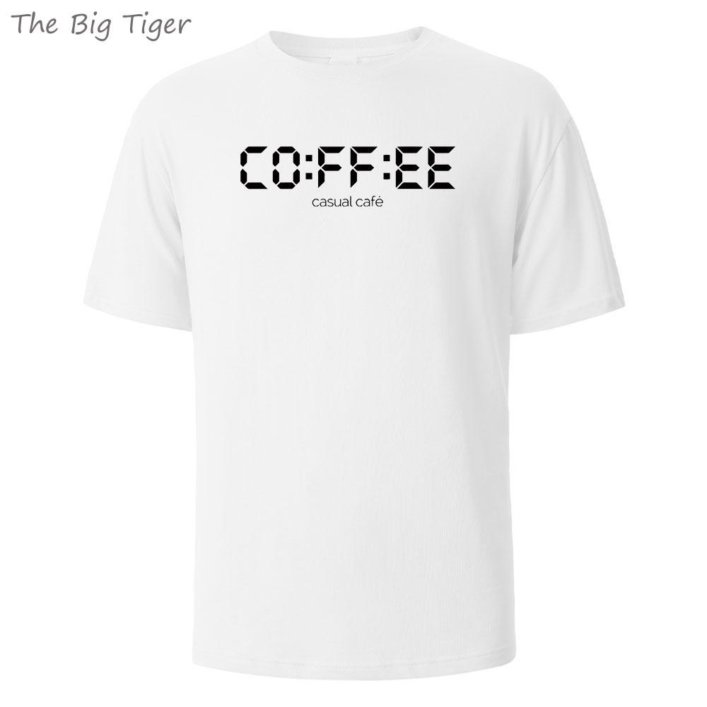 Coffie Printed Essential Cotton Tee Simple Crew Neck Design Soft Breathable Fabric Unisex Short Sleeve Shirt