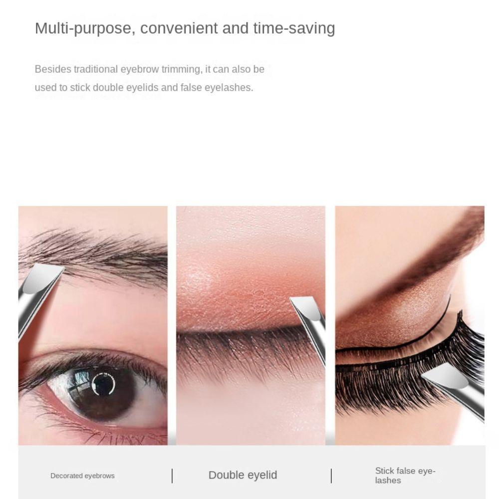Anti-fingerprints Slanted Eye Brow Clips Stainless Fine Hairs Puller Eyebrow Tweezers  Women