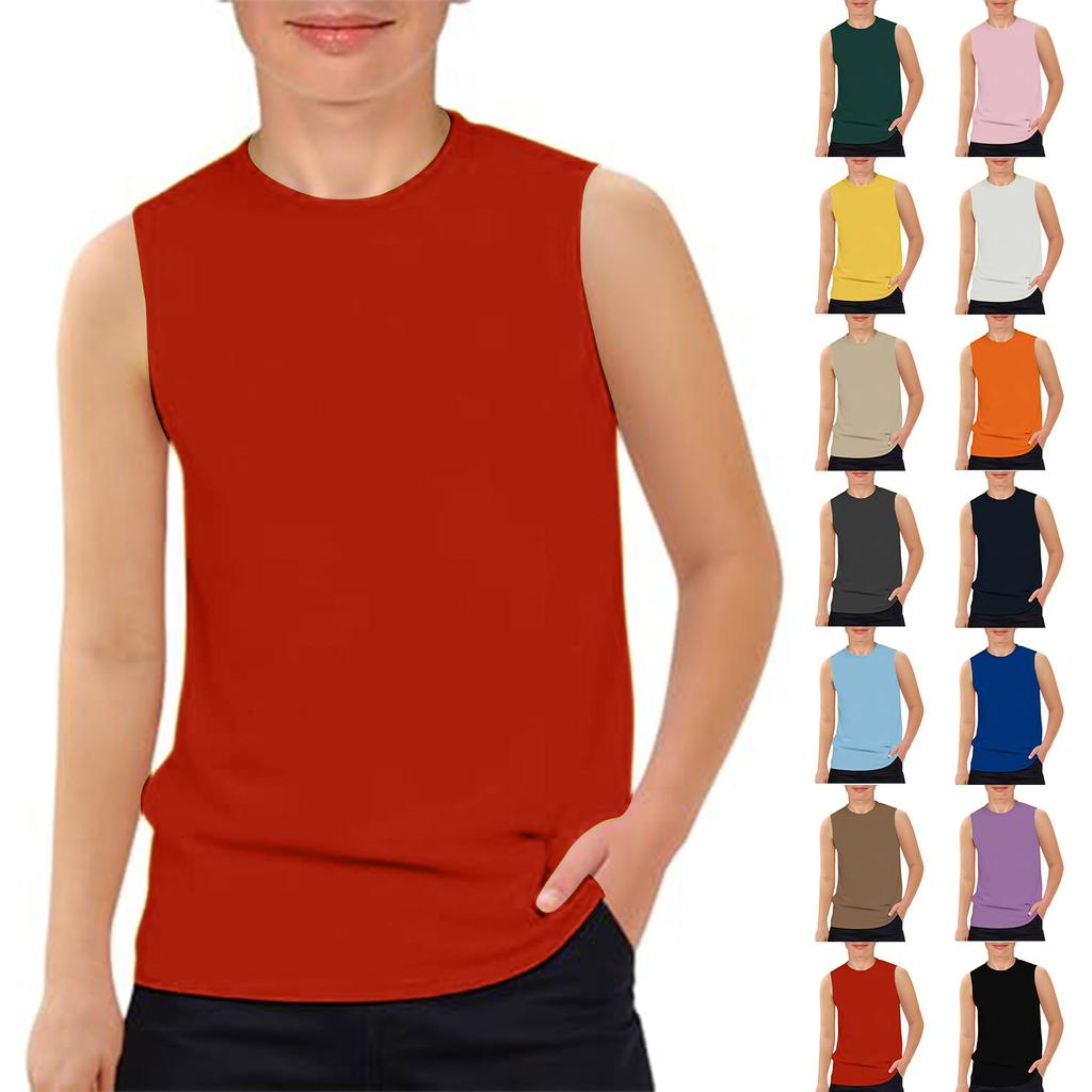 Boys' School Sleeveless Tee - Loose Round Neck Vest