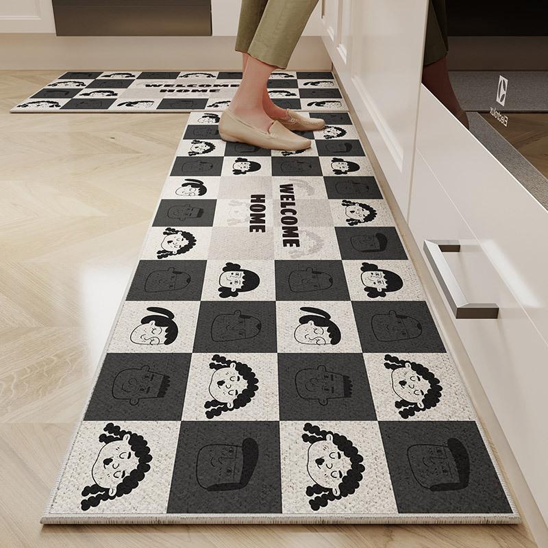 1/2 Stück Cartoon Leicht zu Reinigende Küchenbodenmatte Zuhause Langfloriger Kristall-Samt Teppich Schmutzabweisend und Rutschfest Bodenmatte