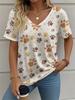 Summer Women's T-shirt Animal Claw Marks Graphic Printing Clothing Outdoor V-neck Fashion T-shirt