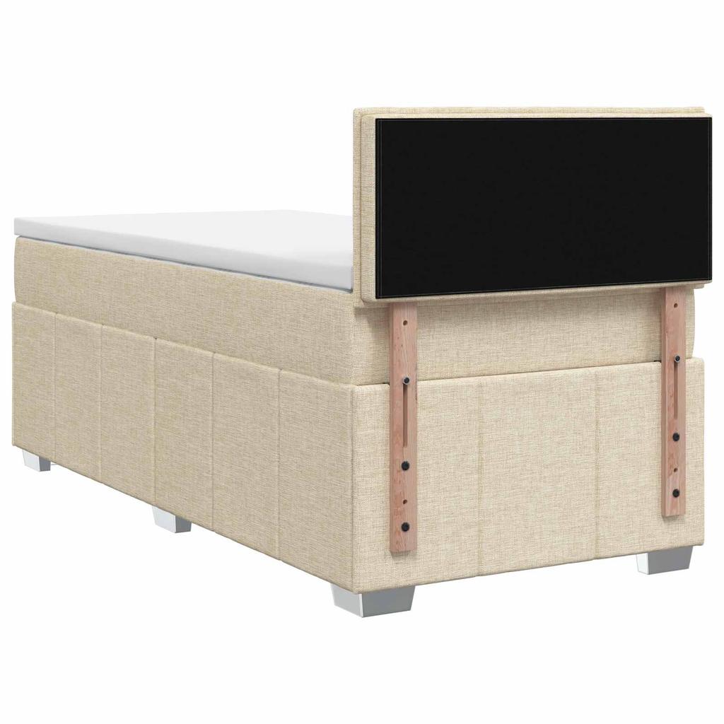 Box Spring Bed with Mattress and Headboard Cream 80 X 200 Cm Fabric