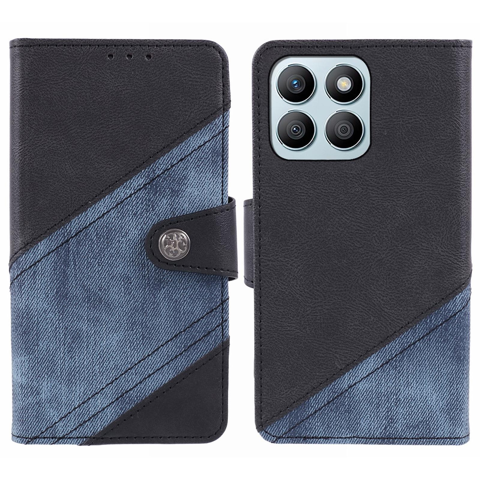 

For Honor X8b 4G Case Crazy Horse Texture PU Leather Phone Protective Shell with Wallet Stand Black