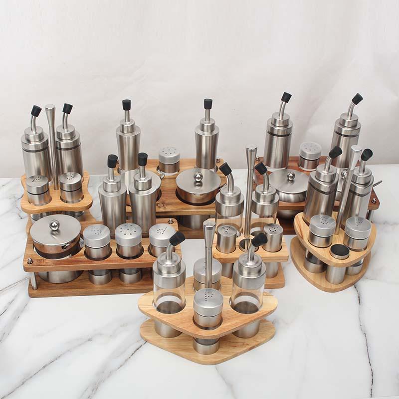 304 Stainless Steel Spice Set: Seasoning Jar, Oil Pot & Salt Shaker with Lid for Home & Restaurant.
