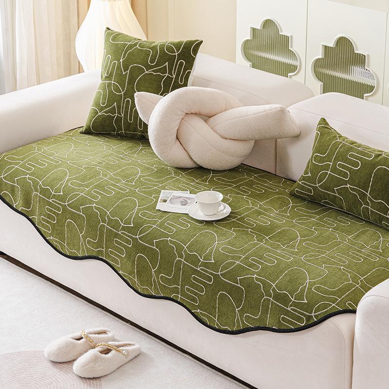 Irregular Sofa Cushions Are Universal In All Seasons, High-End Seat Cushions, Small Fresh Ins Wind Green Special-Shaped Sofa Cover