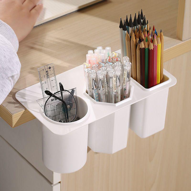 Desk-Side Multifunctional Pen & Makeup Brush Holder - Stylish Student Stationery Wall Organizer