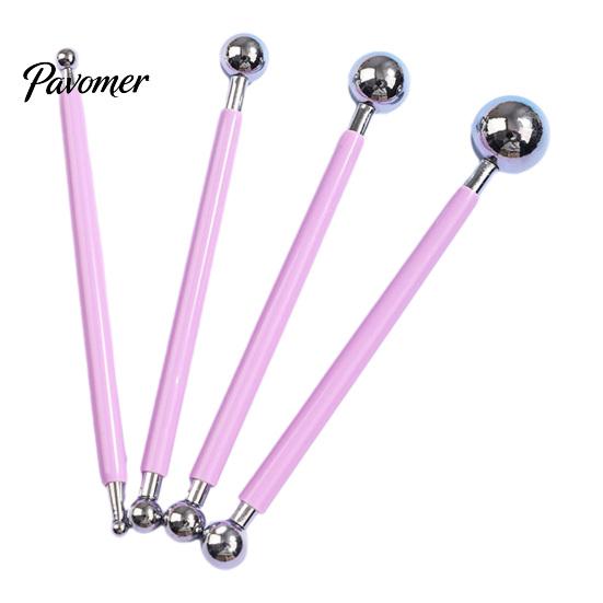 4 Size Clay Shaping Tool 4Pcs Polymer Set, Sculpting Stick with Stainless Rod Steel Ball, DIY Fondant Pottery Modeling Tools Art Craft Supplies