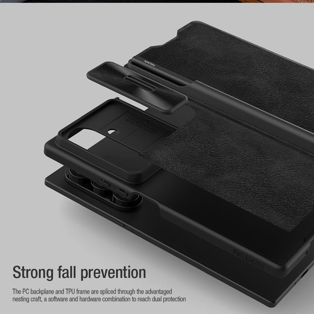 NILLKIN Luxury Leather Case for Samsung Galaxy Z Fold 7 5G with Slide Camera Cover & S-Pen Holder – Premium Protection Cover