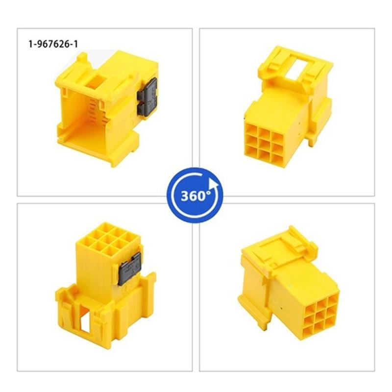 9 Hole Terminal Housing Yellow Polymer Shell with 9 Metal Terminals for Vehicle Wiring Repair and Service Work