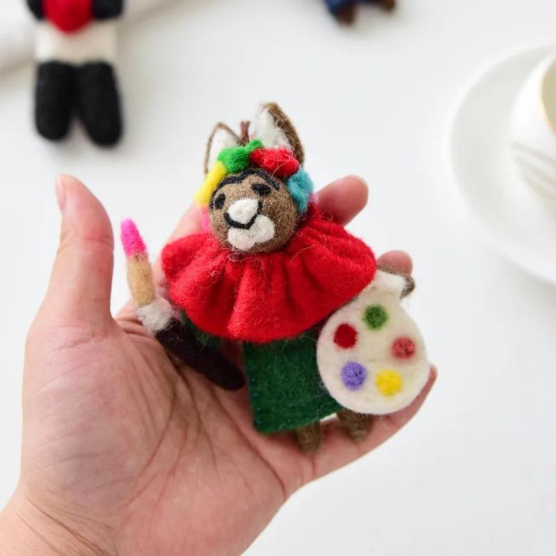 Christmas Decoration Wool Felt Pendant-Nepal Doll Cartoon Design Christmas Tree & Backpack Ornament Perfect Festive Gift Pendant