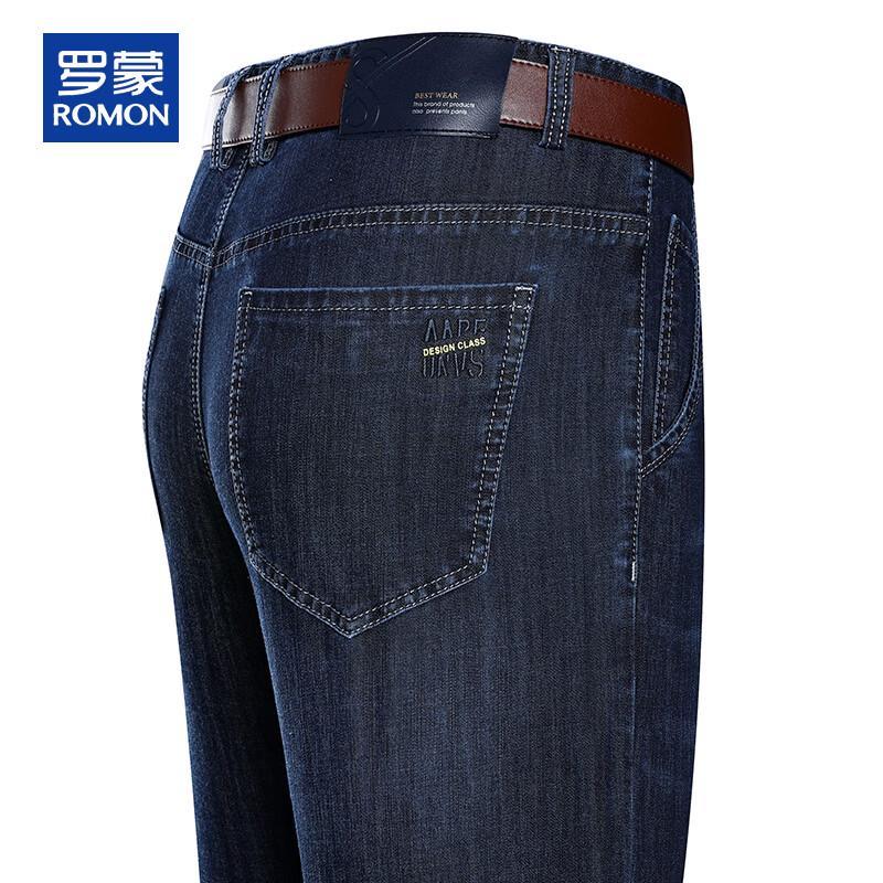 ROMON Men s Straight Fit Elastic Cotton Blend Jeans 36