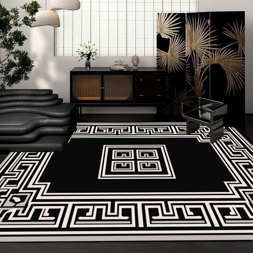 Post-modern Geometric Decorative Living Room Carpet Luxury Home Lounge Floor Mat Advanced Black Bedroom Decor Large Area Rug
