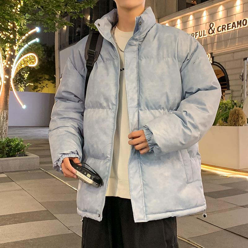 

Американская ретро-одежда с хлопковой подкладкой, мужская зимняя утепленная свободная одежда большого размера, защищающая от холода, теплые куртки с хлопковой подкладкой 5XL синий