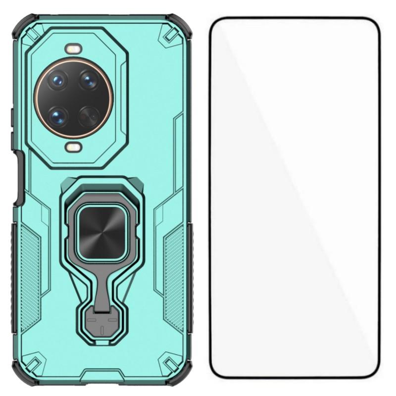 

Для Huawei nova 14 Ultra 5G Чехол для телефона WANLONFENG PC TPU Задняя крышка Подставка с закаленным стеклом Green