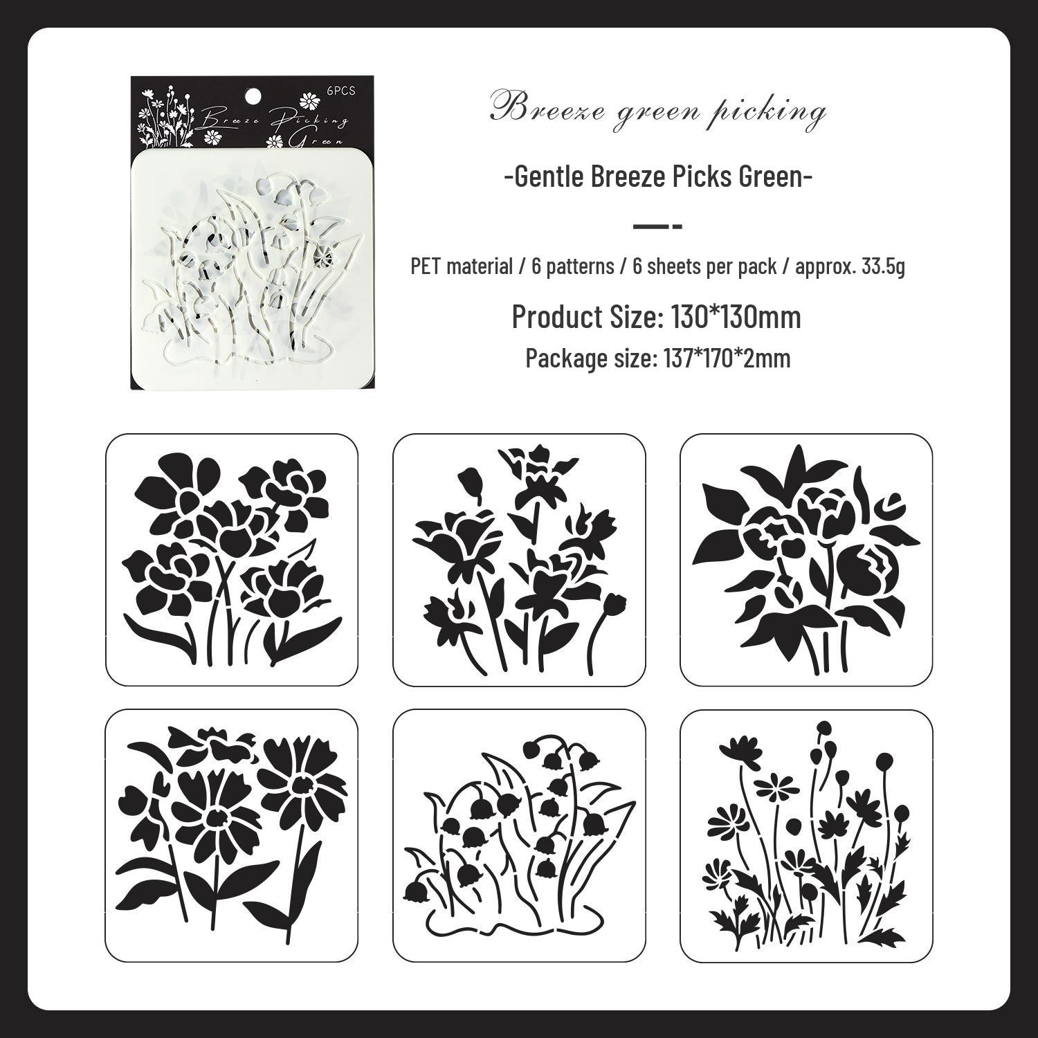Yuezhen Floral & Grass PET Stencil for Spray & Coloring Art