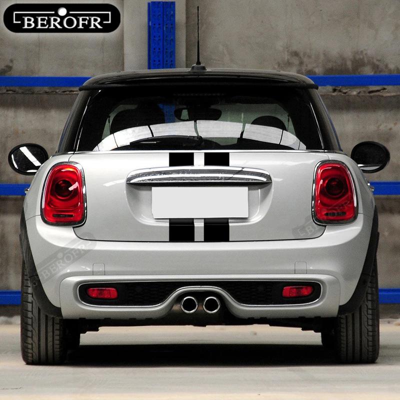 Car Styling Dual Rally Racing Bonnet Boot Rear Roof Stripes Decal Sticker Vinyl for Mini Cooper R56 R50 R53 F55 F56 F60 R60 R55
