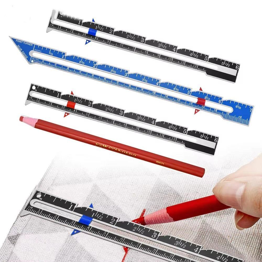 Fixed-Edge Sliding Gauge Metal Fabric Quilting Ruler Sewing Measuring Tool  Sewing Accessories