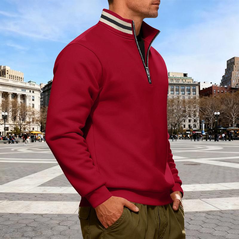Mens Thick Fleece Loose Stand Collar Half Zip Casual Warm Sports Sweatshirt