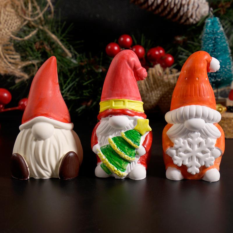 3D Christmas Santa Claus Candle Mould Beard Dwarf Gypsum Doll Silicone Molds Party Cake Decor Cartoon Human Resin Festival Gifts