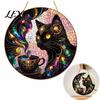 Bunte Katzen-Wandkunst Mond Halloween Fenster-Hänge-Dekoration, Mystisches Schwarzes Rundes Schild Türschild für Innen Außen Kunst, Gotisches Haus Veranda Ornament