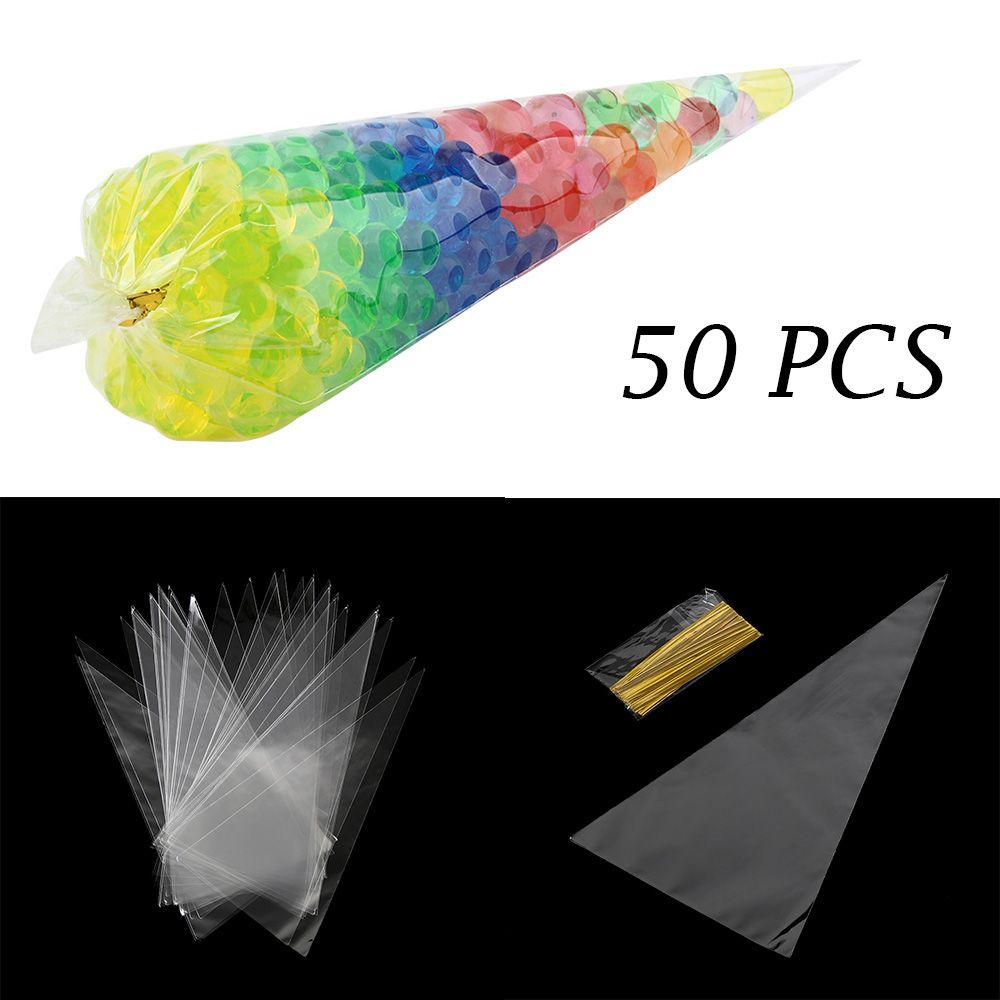 Celofan transparent Favor de petrecere Sigiliu Con Husă Pungă de bomboane din plastic Pachet transparent Buzunar pentru gustare